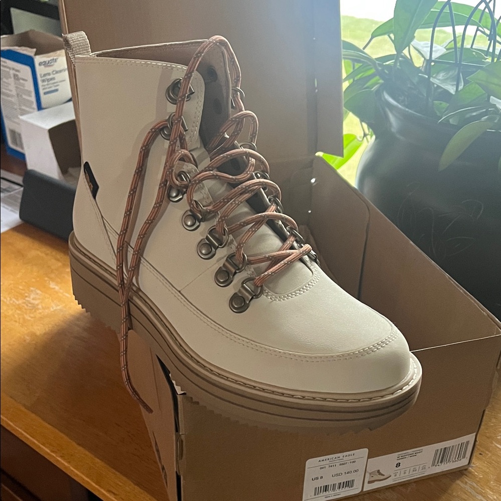 Teva Off-White Lace-Up Boots